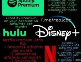 Netflix Disney+ Hulu Spotify Premium NordV...