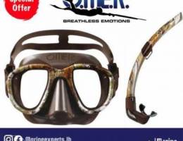 Omer alien brown camo dive mask and snorke...