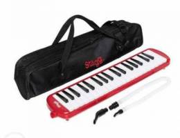 Stagg Red melodica with 37 keys and black ...