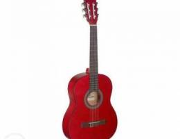 Stagg 3/4 red classical guitar with linden...