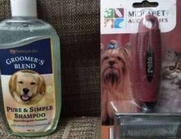 Pure & simple shampoo & brushes for dog an...