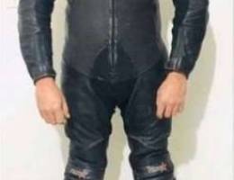 leather suit + helmet