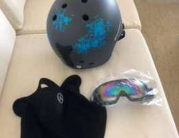 ski helmet with goggles and face mask