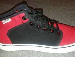 Black and red shoes