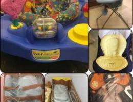 bed+ high chair+youpala+exersaucer+baby re...