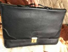 Leather bag for business and papers