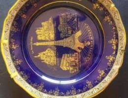 Souvenir plate paris limoges real 22k gold