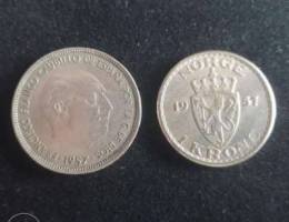 1957 Coins for Spain and Norway