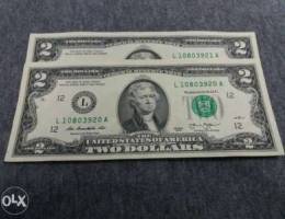 2 dollar bills