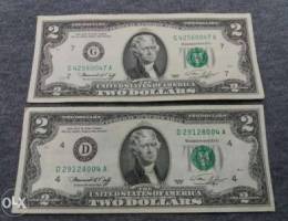 2 dollar bills