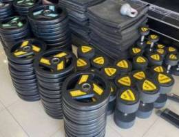 Gym Rubber plates and Dumbells