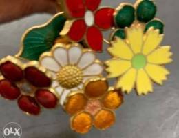 8 vintage enameled flowers by Berndorf