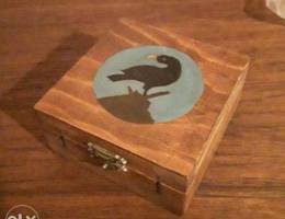 Vintage folk art small wooden box