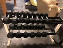 Dumbells with rack