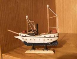 Miniature vintage wooden boat model