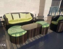 Outdoor set (7 pieces) with side tables