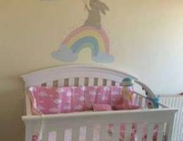 Baby crib and dresser