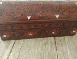 Old marquetry wood box