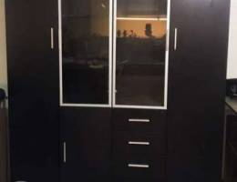 Wooden Black Closet with Glass-front Cabin...