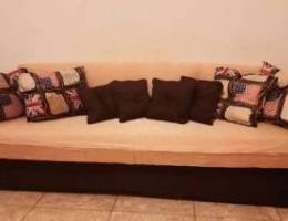 Hand made vintage very big sofa bed with b...