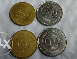 500 and 250 liras coins