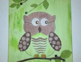 owl on a canvas , for kids bedroom