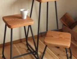 Metal and wood stools tables Ø·Ø§ÙˆÙ„Ø© ÙˆÙƒØ±Ø³ÙŠ Ø­...