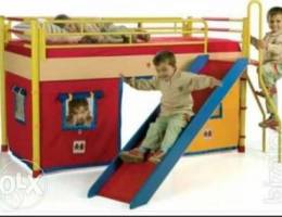 kids bed with slide and ladder and tent as...