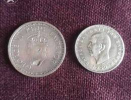 Set of 2 Silver Coins India 1944 and Greec...