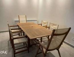 extendable table with 6 chairs