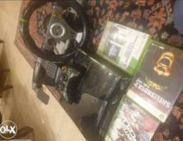 xbox360 wirh 3 cd and(direction,frein)