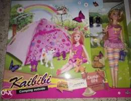 Doll & accessories set camping outside