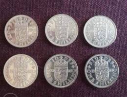 Great Britain 6pcs. 1 Shilling almost Unc.