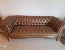 Chesterfield 3seaters leather Poland fabri...