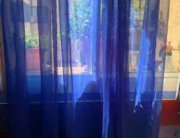 blue voile curtain