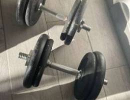 dumbbells 5kg(2) and 3kg(2) with 2 axe