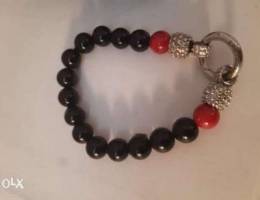 Bracelets silver red and black