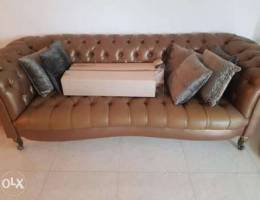 Chesterfield 3seaters leather Poland fabri...