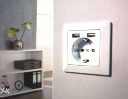 Powerfix wall power socket with 2 usb char...