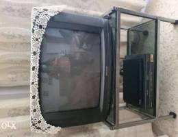 TV table / Stand black glass