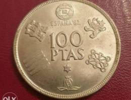 Ø§Ø³Ø¨Ø§Ù†ÙŠØ§ ÙƒØ£Ø³ Ø§Ù„Ø¹Ø§Ù„Ù… Ù¡Ù©Ù¨Ù¢ Spain 100 Pesetas ...