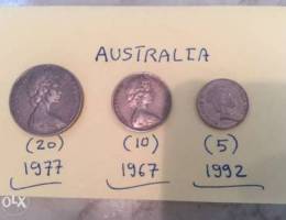 Old Australia Coins ( 3 Pieces ) Ù£ Ù‚Ø·Ø¹ Ù…Ø¹Ø¯...