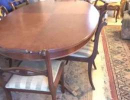 dining room Regency, table + 8 chairs