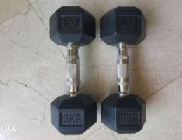 HEX RUBBER DUMBELLS (6kg - 200,000L.L / ea...