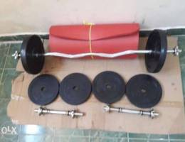 40 kg rubber plates & 3 axe & yoga matt