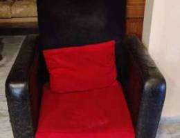 Red and black leather couch