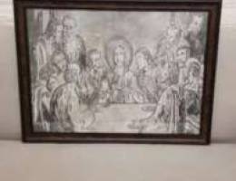 Drawing last supper with frame