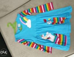 Rainbow unicorn cotton dress 4 years