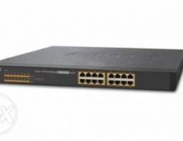 Planet 16-Port Gigabit 802.3at PoE+ Ethern...