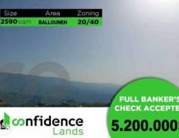 HUGE LAND ! 2590 SQM In Ballouneh with Pan...